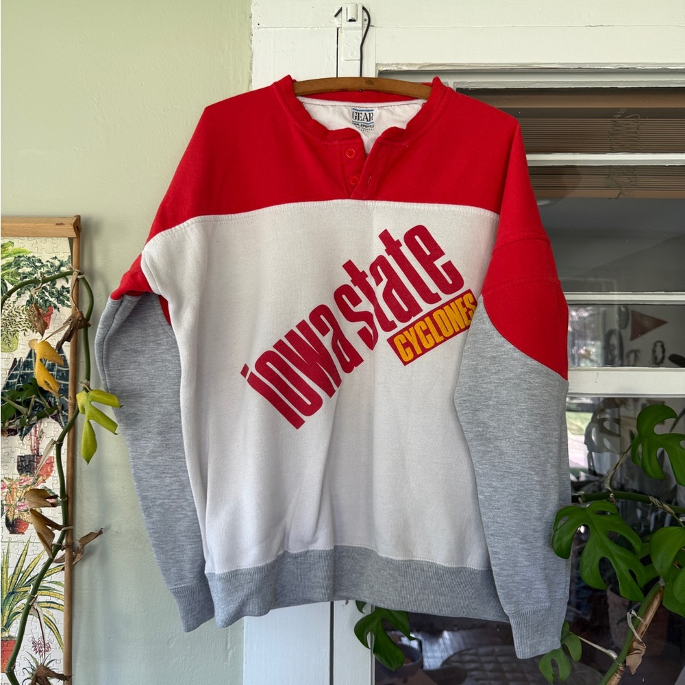 Vintage Red/White/Gray Iowa State Crewneck Sweatshirt